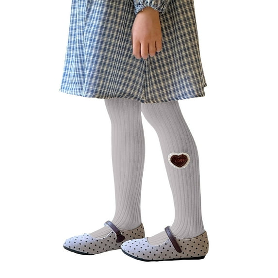 YunPes Kids' Ribbed Tights with Heart Patch Soft Stretchable Leggings Multiple Colors for Girls Girls Softball