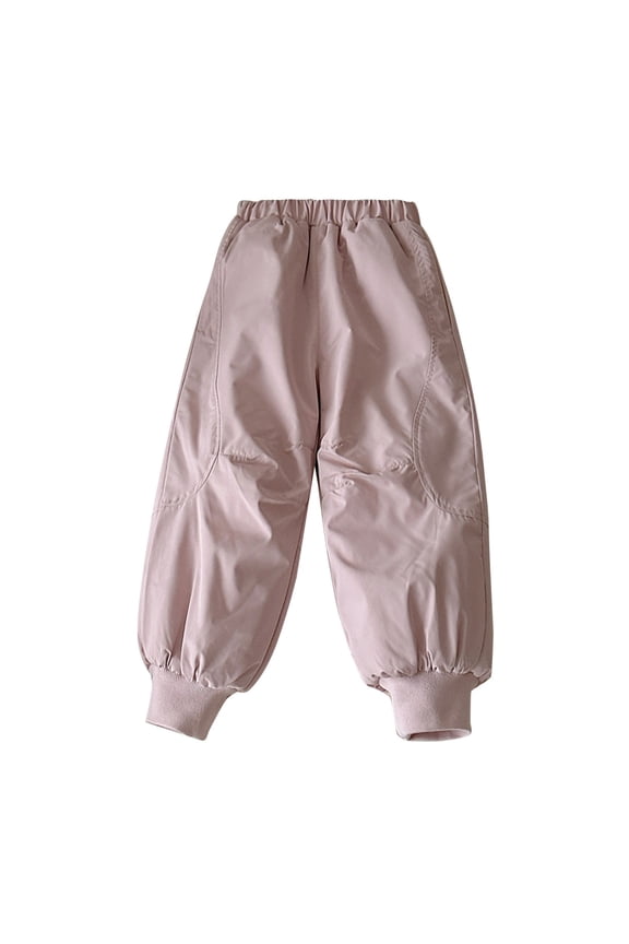 Kids Snow Pants Boys Girls Winter Insulated Ski Hiking Pants Windproof Quilted Jogger Snowpants Loose Elastic Waist Trousers