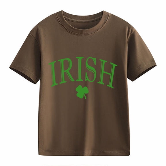 YunPes Kids St. Patrick's Day Outfit T-Shirt Toddler Short Sleeve Shirt for Boys Girls Irish Cloverss Graphic Tees Tops