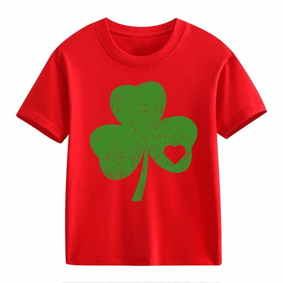 YunPes Kids St. Patrick's Day Shirt Toddler Girls Boys Letter Print T Shirt Tops Short Sleeve Graphic Tees Casual Clothes