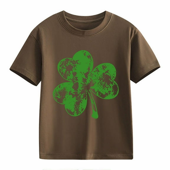 YunPes Kids St Patricks Day Outfit Boy Girl T-Shirt Short Sleeve Shirt for Boys Girls Irish Cloverss Graphic Tees Shirt Tops