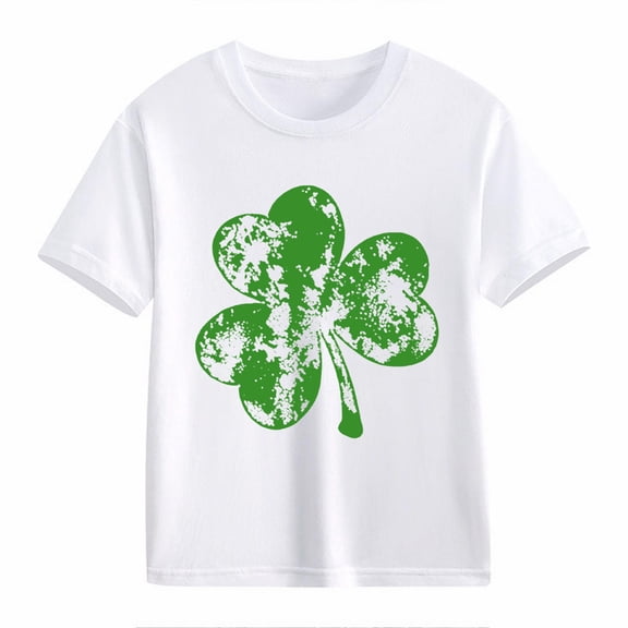 YunPes Kids St Patricks Day Outfit Boy Girl T-Shirt Short Sleeve Shirt for Boys Girls Irish Cloverss Graphic Tees Shirt Tops