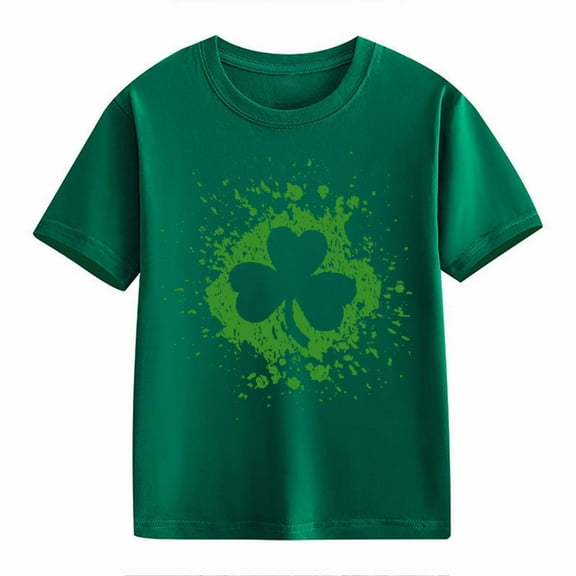 YunPes Kids St Patricks Day Shirt Toddler Boys Girls Irish Cloverss Graphic Tees Tops Crewneck Short Sleeve TShirt Clothes