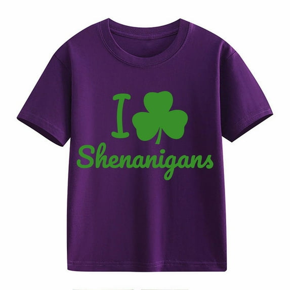 YunPes Kids St Patricks Day Short Sleeve Shirt Toddler Boys Girls Irish Cloverss Graphic Tees Tops Crewneck TShirt Clothes