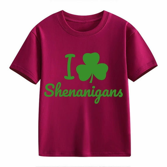 YunPes Kids St Patricks Day Short Sleeve Shirt Toddler Boys Girls Irish Cloverss Graphic Tees Tops Crewneck TShirt Clothes