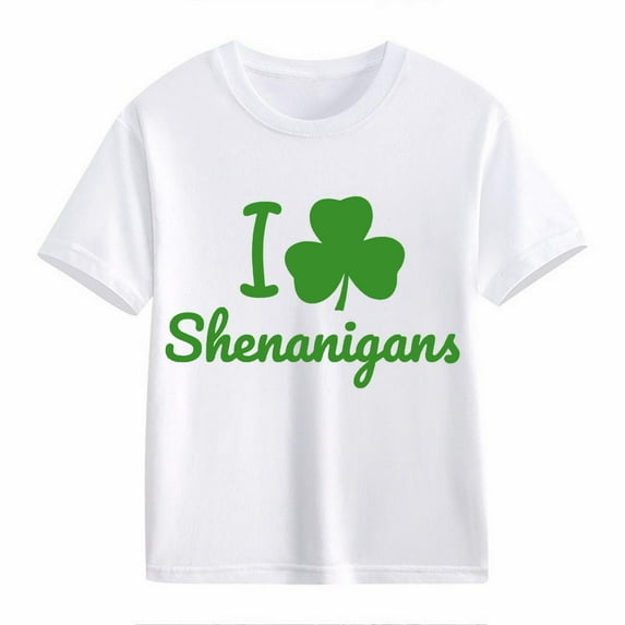 YunPes Kids St Patricks Day Short Sleeve Shirt Toddler Boys Girls Irish Cloverss Graphic Tees Tops Crewneck TShirt Clothes