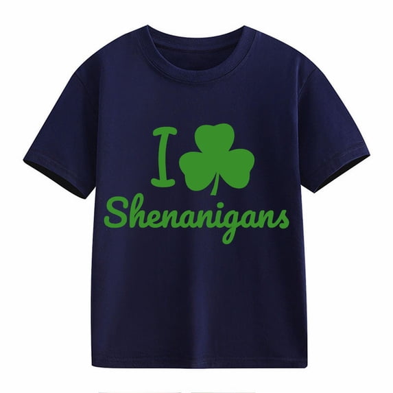YunPes Kids St Patricks Day Short Sleeve Shirt Toddler Boys Girls Irish Cloverss Graphic Tees Tops Crewneck TShirt Clothes