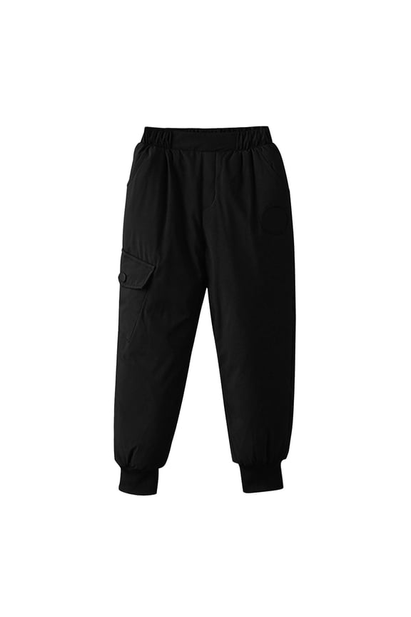 Kids Winter Cotton Down Snow Pants Puffer Jogger Snowpants Water-Resistant Windproof Outdoor Trousers Skiing Hiking Bottoms