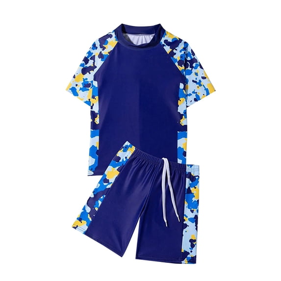 YunPes Little Boys' Rash Guard Sets Short Sleeve Shirts Swim Swimsuit Bathing Set 2pc Christmas Clothes for Baby Girl