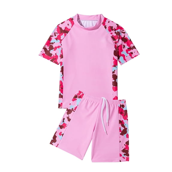 YunPes Little Boys' Rash Guard Sets Short Sleeve Shirts Swim Swimsuit Bathing Set 2pc Christmas Clothes for Baby Girl