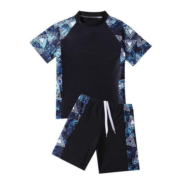 YunPes Little Boys' Rash Guard Sets Short Sleeve Shirts Swim Swimsuit Bathing Set 2pc Christmas Clothes for Baby Girl
