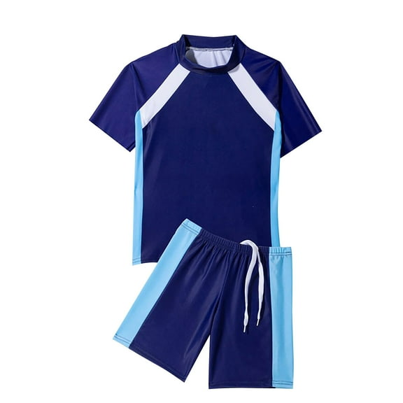 YunPes Little Boys' Rash Guard Sets Short Sleeve Shirts Swim Swimsuit Bathing Set 2pc Christmas Clothes for Baby Girl