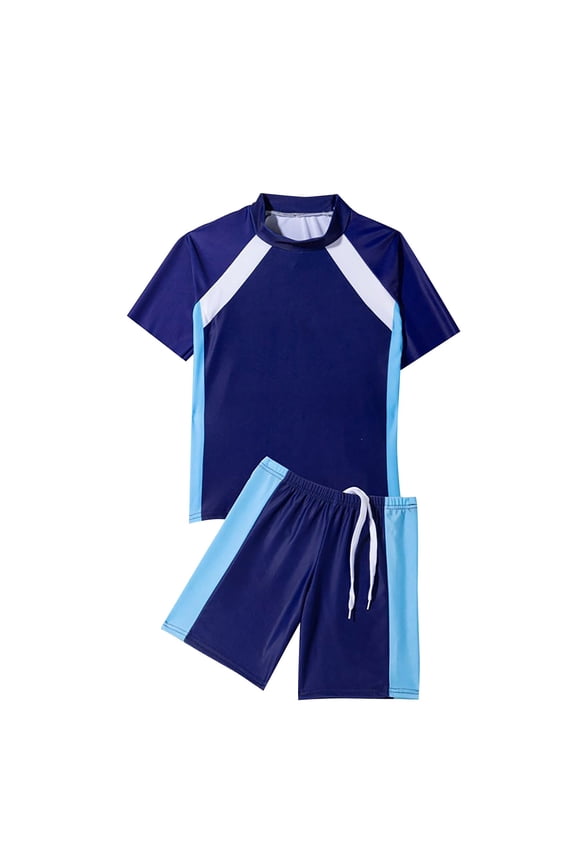 Little Boys' Rash Guard Sets Short Sleeve Shirts Swim Swimsuit Bathing Set 2pc Christmas Clothes for Baby Girl