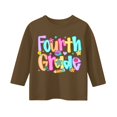 thumbnail image 1 of YunPes Multicolor Letter Print Long Sleeve T Shirt Boys Girls Fourth Grade Back to School Tee Tops Elementary Student Loose Casual School Clothes, 1 of 4