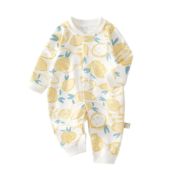 YunPes Newborn Baby Girls & Boys Soft Cotton Rompers Button Long Sleeve Onepieces 0-24 Months Unisex Footless Infant Bodysuits