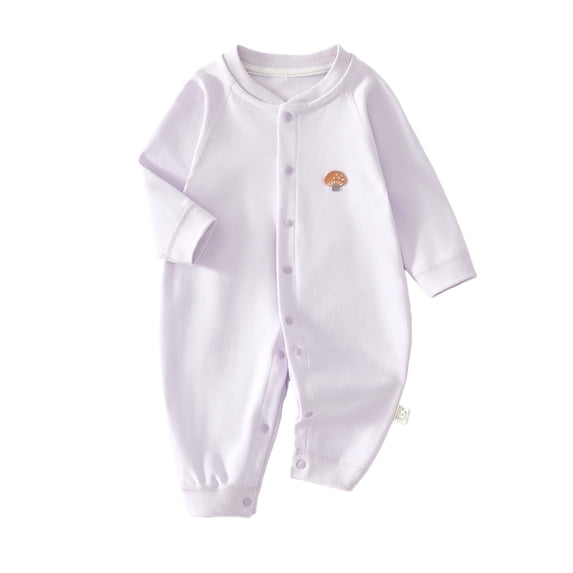 YunPes Newborn Baby Girls & Boys Soft Cotton Rompers Button Long Sleeve Onepieces 0-24 Months Unisex Footless Infant Bodysuits