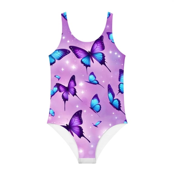 YunPes Print Swimsuits for Girls Sleeveless Bodysuit Quick Dry Lightweight Swimwear Summer Beach Pool Bathing Suits for Kids 5-16 Years