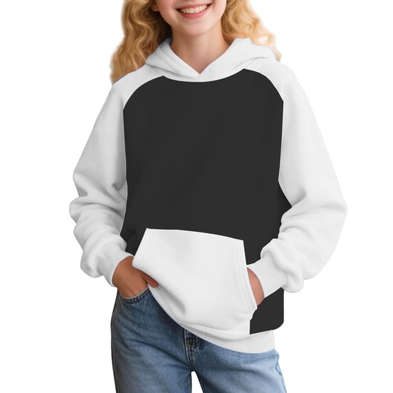 YunPes School Athletic Hooded Sweatshirts for Teen Girls Casual Oversized Long Sleeve Pullover Tops Kids Fall Winter Cute Outfits