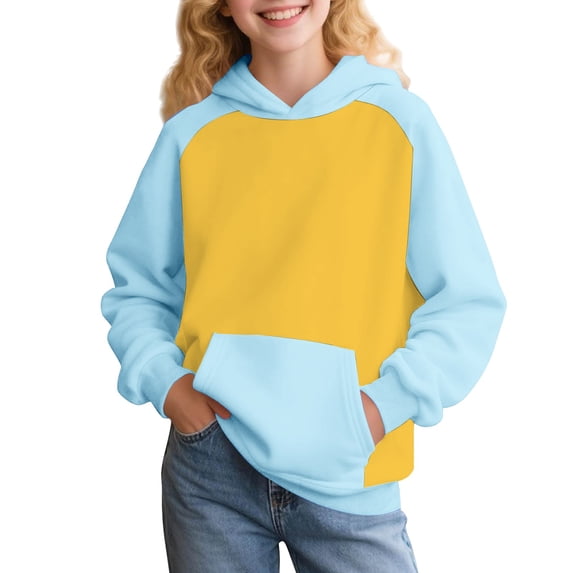 YunPes School Athletic Hooded Sweatshirts for Teen Girls Casual Oversized Long Sleeve Pullover Tops Kids Fall Winter Cute Outfits
