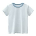thumbnail image 1 of YunPes Short Sleeve Stripe T-Shirt for Kids Girls Boys Cotton Lightweight Soft Crewneck Tee Classic Preppy School Clothes, 1 of 2