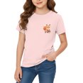thumbnail image 1 of YunPes Short Sleeve T-Shirt for Girls Cute Squirrel Print Crewneck Tee Summer Casual Confortable Pullover Tops for Kids, 1 of 5