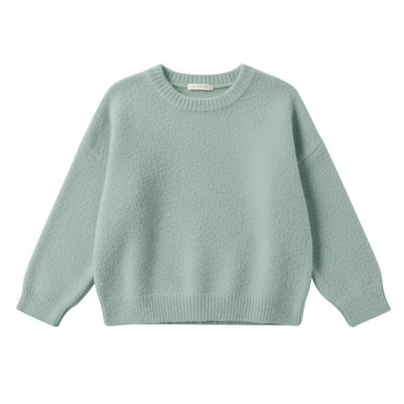 YunPes Solid Knit Sweater for Kids Boys Girls Crew Neck Soft Long Sleeve Pullover Shirt Fall Winter Warm Casual Tops