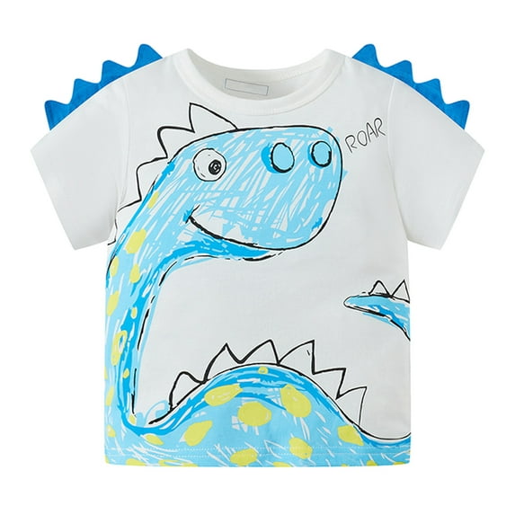YunPes Summer Toddler T Shirt Boys' Dinosaur Print Cotton T-Shirt - Soft Crewneck Short Sleeve Tee for Toddlers 2T-5T