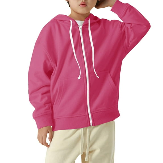 YunPes Sweatshirt Jacket for Boys Girls Pullover Solid Color Sweatshirt Zippered Cute Sweatshirt for Teenagers Casual Jacket Long