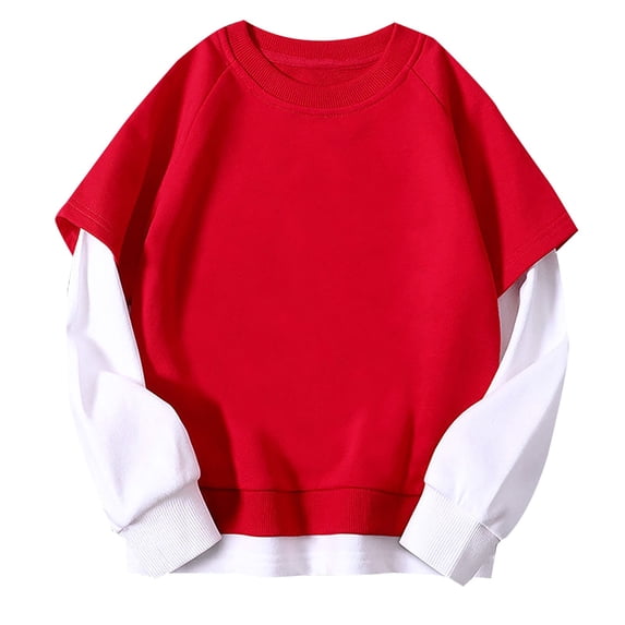 YunPes Teen Girls Boys Two Piece Crewneck Sweatshirt Cotton Comfy Oversized Pullover Tops Toddler Kids School Trendy Aesthetic Tops