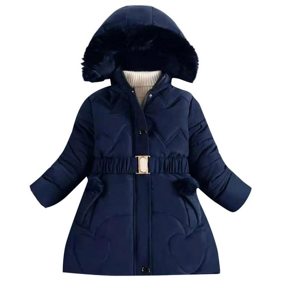 YunPes Teen Girls down Coat Kids Winter Mid Length Puffer Jacket Fleece Hooded Thick Warm Comfy Padded Jackets Windproof Outerwear