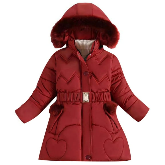 YunPes Teen Girls down Coat Kids Winter Mid Length Puffer Jacket Fleece Hooded Thick Warm Comfy Padded Jackets Windproof Outerwear