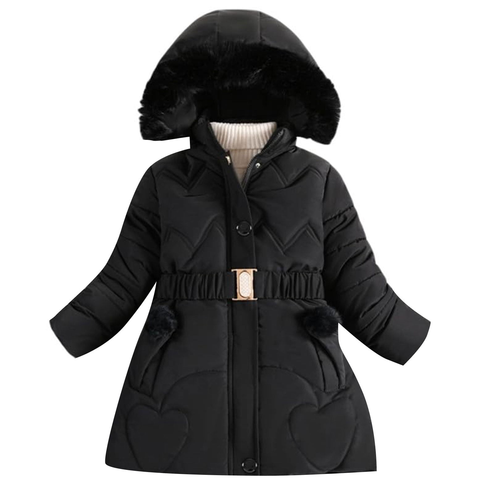 Teen Girls down Coat Kids Winter Mid Length Puffer Jacket Fleece Hooded Thick Warm Comfy Padded Jackets Windproof Outerwear