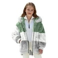 thumbnail image 1 of YunPes Teen Sherpa Fleece Winter Coat Boys Girls Fuzzy Furry Hooded Zipper 𝐂olor Block P𝐨lar Outerwear Soft Warm Jacket, 1 of 6