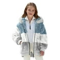 thumbnail image 1 of YunPes Teen Sherpa Fleece Winter Coat Boys Girls Fuzzy Furry Hooded Zipper 𝐂olor Block P𝐨lar Outerwear Soft Warm Jacket, 1 of 6