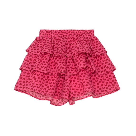 YunPes Teens Girls Flowy Short Skirt Floral Ruffle Mini Skirts Elastic High Waist Puff Short Skirt Kids Summer Beach Clothes