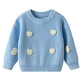 thumbnail image 1 of YunPes Toddler Baby Boy Girl Heart Knit Sweater Kids Outfit Striped Sweater, 1 of 8