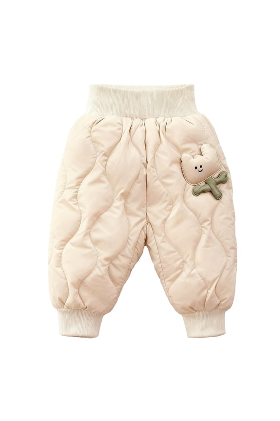 Toddler Baby Fleece Lined Winter Snow Pants Insulated Puffer Down Snowpants Kids Windproof Warm Ski Trousers Outdoor Joggers