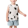 thumbnail image 1 of YunPes Toddler Baby Fleece Vest Soft Faux Fur Lining Cow Print Sleeveless Jacket Cozy Layer Gilet Boys Girls Fall Winter Cute Clothes, 1 of 5