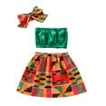 thumbnail image 1 of YunPes Toddler Baby Girls 3-Piece African Outfit: Dashiki Vest + Skirt + Headband for 2-5Y, Cotton Boho Clothes Set, 1 of 7
