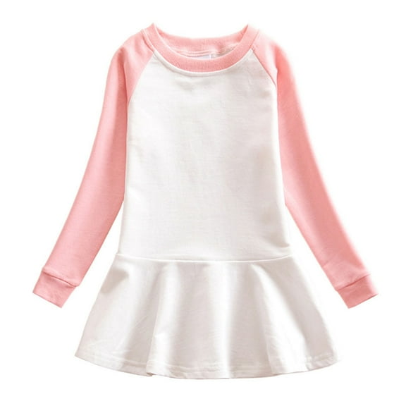 YunPes Toddler Baby Girls Long Sleeve Cotton Dress Solid Tops Corduroy Overall Dress Long