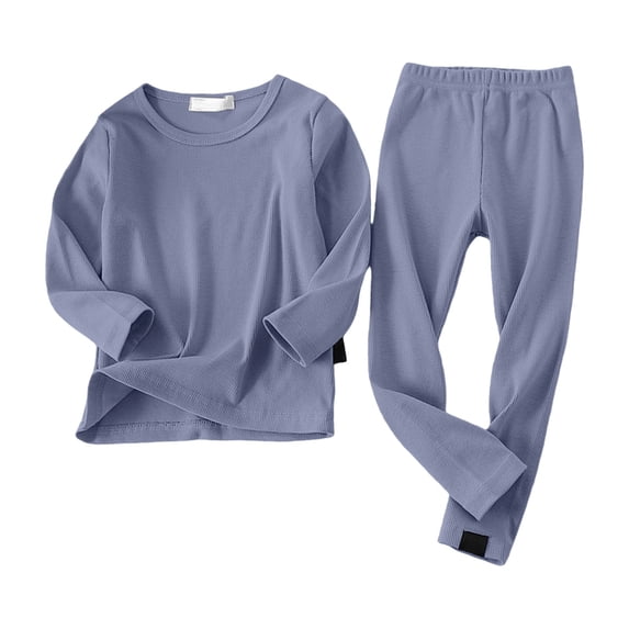 YunPes Toddler Baby Thermal Sweatsuits 2 Piece Winter Warm Comfy Clothes Girls Boys Crewneck Pullover Elastic Pants Layering Outfits