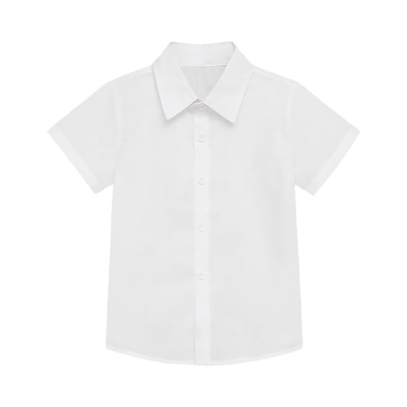 YunPes Toddler Boys Cotton Linen Short Sleeve Shirt Solid Lapel Shirt with Button-Down Summer Kids Casual Basic Shirt for 1-10Y