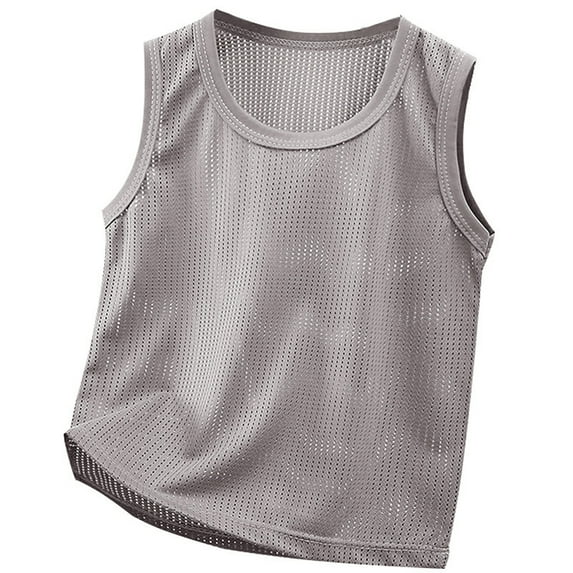 YunPes Toddler Boys Dry-Fit Active Tank Tops Moisture-Wicking Mesh Athletic Sleeveless Shirts Kids Running Basketball Sport Outfits