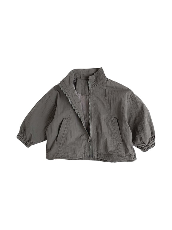 Toddler Boys Lightweight Jackets Baggy Mandarin Collar Zip Up Windbreaker with Pockets Kids Summer Thin Sun Protection Clothing