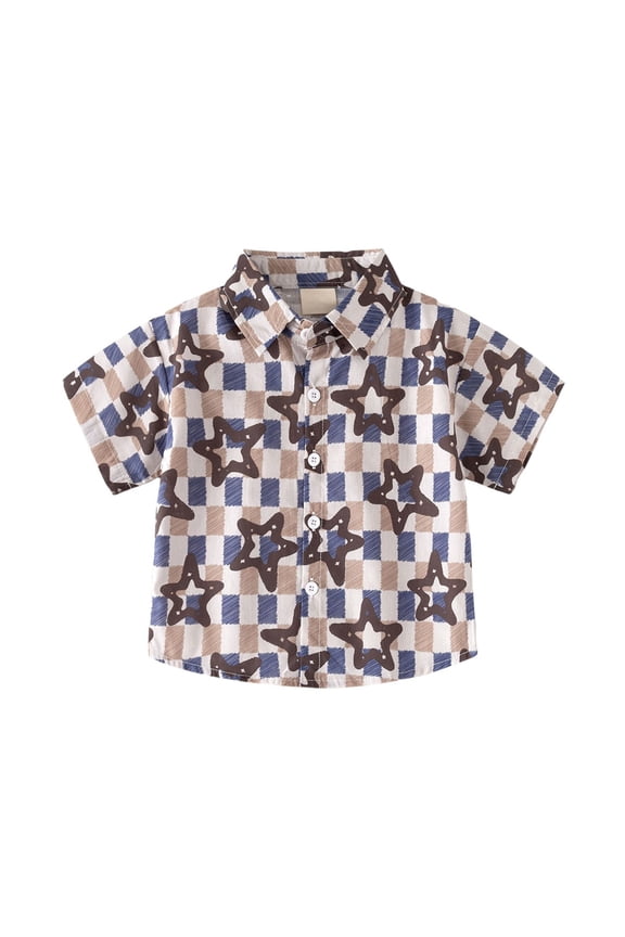 Toddler Boys Short Sleeve Shirt Button Down Striped Tees Shirt Toddler Baby Boys Beach Holidays Outwear Tops Clothes