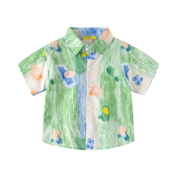 YunPes Toddler Boys Short Sleeve Shirt Button Down Striped Tees Shirt Toddler Baby Boys Beach Holidays Outwear Tops Clothes