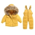 thumbnail image 1 of YunPes Toddler Girl Winter Clothes Toddler Winter Children's Girls' and Boys' Solid Color Snow Suit Snow Bib Pants and Zip Hooded Jacket Coat, 1 of 9