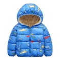 thumbnail image 1 of YunPes Toddler Girl Winter Coats Toddler Boys and Girls Long Sleeved Hooded Dinosaur Print Padded Zip Jacket with Pockets, 1 of 7