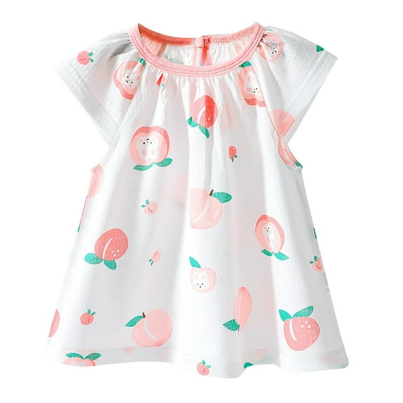 YunPes Toddler Girl's Cotton Dress Toddler Girls Summer Dress Casual Print Short Sleeve Dresses Girls 17 Years Girls 5t Dress