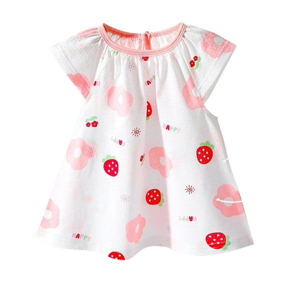 YunPes Toddler Girl's Cotton Dress Toddler Girls Summer Dress Casual Print Short Sleeve Dresses Girls 17 Years Girls 5t Dress